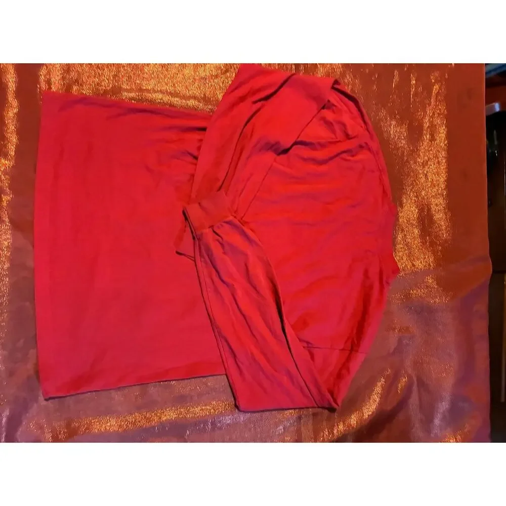 Long Sleeve T-Shirt Mens M Red Crew Neck Basic Casual Cotton Blend Soft Tee
